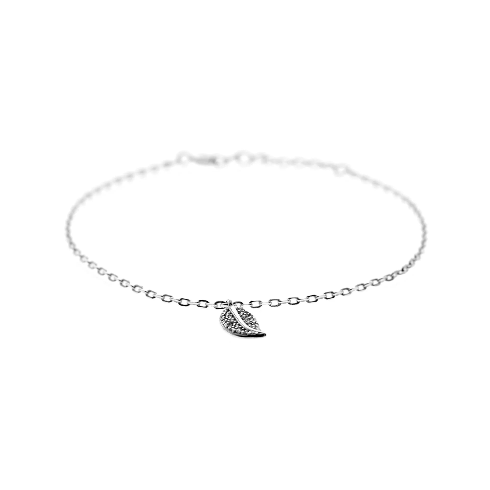 Silver Cz Leaf Bracelet